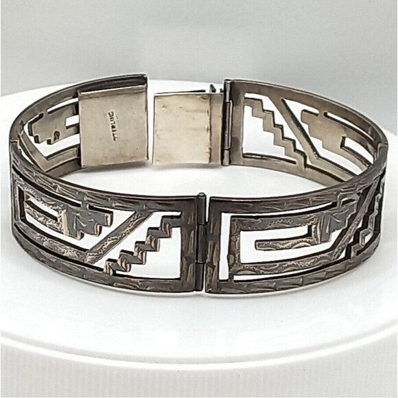 STERLING Silver Panel Bracelet Openwork design UNISEX, Size 7 - Picture 1 of 11